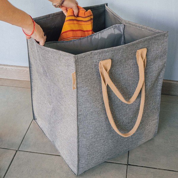 Szürke textil szennyeskosár 71 l Laundry Hub Tweed duplo – Rolser-image-2