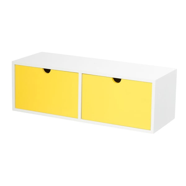 Design fehér-sárga két fiókos fali tároló - Furniteam
