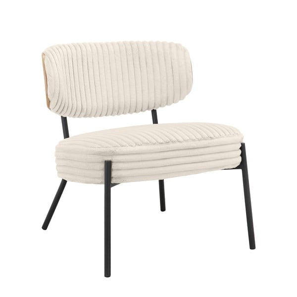 Krémszínű kordbársony fotel lábtartóval Jerry – Støraa-image-4