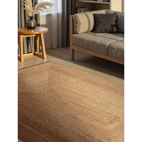 Natúr színű kétoldalas kézi szövésű juta szőnyeg 200x300 cm Sharmila Natural Brown – Hanse Home-image-1