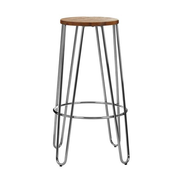 Ezüstszínű-natúr színű szilfa bárszék (ülésmagasság 75 cm) District – Premier Housewares