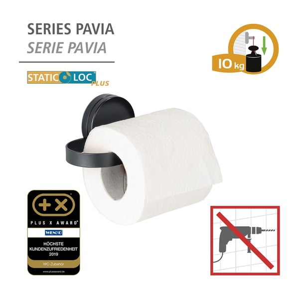 Static-Loc® Pavia fekete wc-papír tartó - Wenko-image-4