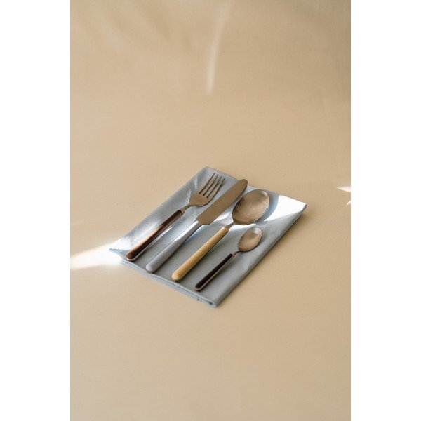 Világossárga-ezüstszínű rozsdamentes acél egyszemélyes evőeszköz készlet 4 db-os Noli – noo.ma-image-4