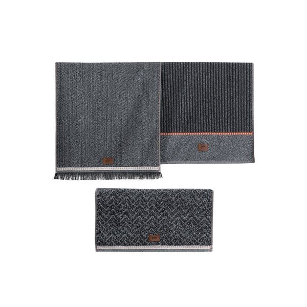 Antracitszürke törölköző szett 3 db-os 50x90 cm Denim – Foutastic