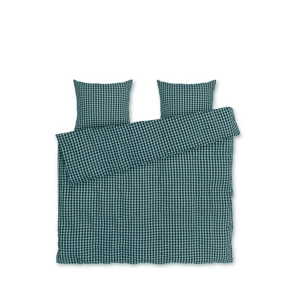 Zöld-kék kétszemélyes hosszabbított krepp ágyneműhuzat 200x220 cm Bæk&Bølge – JUNA