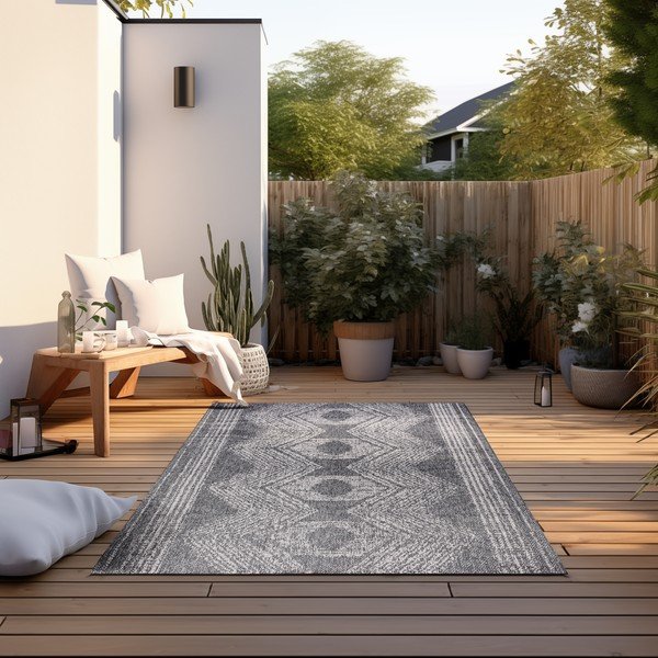 Szürke-krémszínű kültéri szőnyeg 80x150 cm Gemini – Elle Decoration-image-3