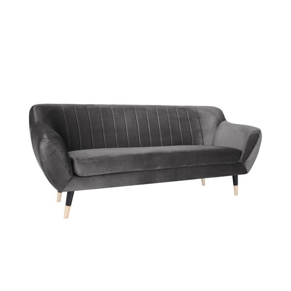 Benito szürke kanapé fekete lábakkal, 188 cm - Mazzini Sofas-image-2