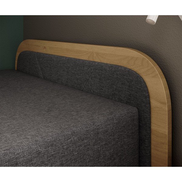 Okkersárga-sötétszürke kárpitozott-forgácslemez ágyneműtartós egyszemélyes ágy matraccal 80x190 cm Parys – ELTAP-image-4