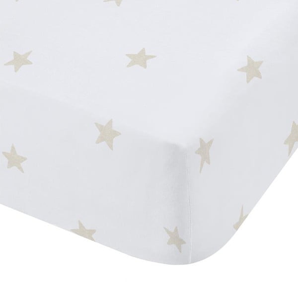 Fehér-bézs gumis pamut gyerek lepedő babaágyhoz 70x140 cm Mini Star & Stripes – Bianca