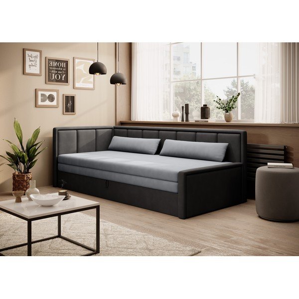 Sötétszürke zsenília kinyitható-tárolóhelyes kanapé 214 cm Fulgeo – ELTAP-image-2