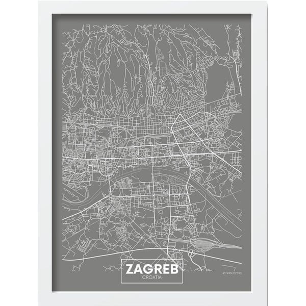 Keretezett poszter 40x55 cm Zagreb – Wallity
