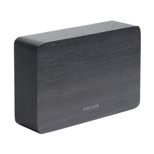 Cube fekete ébresztőóra fa dekorral, 15 x 10 cm - Karlsson-image-1