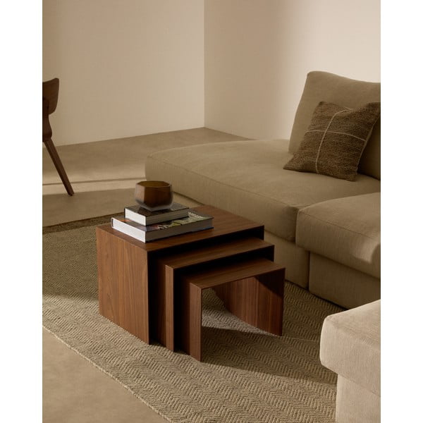 Tárolóasztal szett  diófa dekorral 3 db-os 40x60 cm Litto – Kave Home-image-2