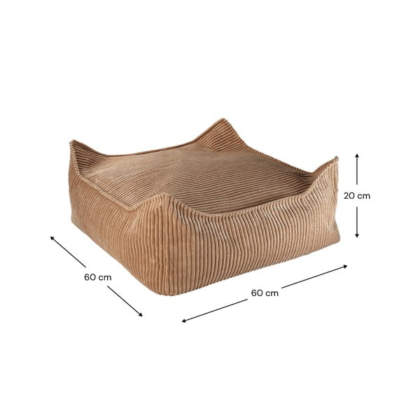 Barna kordbársony gyerek babzsákfotel Square – Wigiwama-image-4