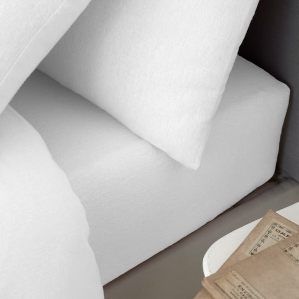 Fehér gumis flanel lepedő 135x190 cm Brushed – Catherine Lansfield-image-1