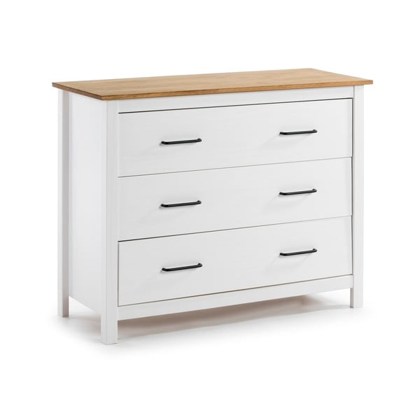Fehér borovi fenyő alacsony komód 100x80 cm Miranda – Marckeric-image-2