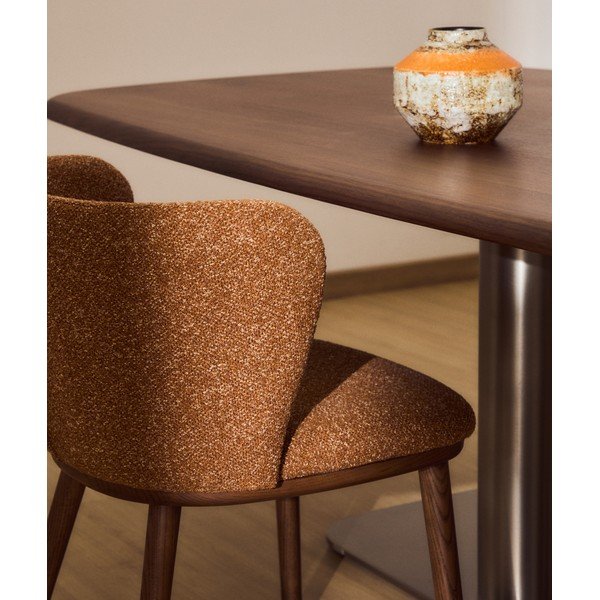 Terrakotta színű kárpitozott étkezőfotel Ciselia – Kave Home-image-2