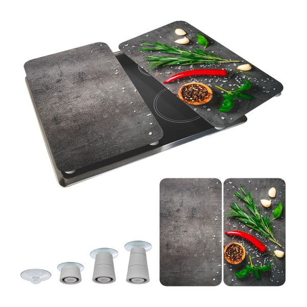 Edzett üveg tűzhely fedőlap szett 2 db-os 52x30 cm Rosemary – Maximex-image-2