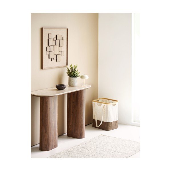 Bézs-sötétbarna konzolasztal kerámia asztallappal 40x120 cm Delphi – House Nordic-image-1