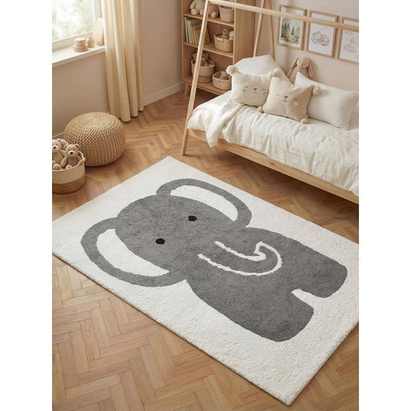 Szürke-krémszínű mosható-kézi szövésű pamut gyerek szőnyeg 140x200 cm Snuggle Emil – Hanse Home-image-1