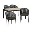 Trapani fekete 4 személyes kerti étkezőszett székekkel és Thor asztallal, 147 x 90 cm - Bonami Selection