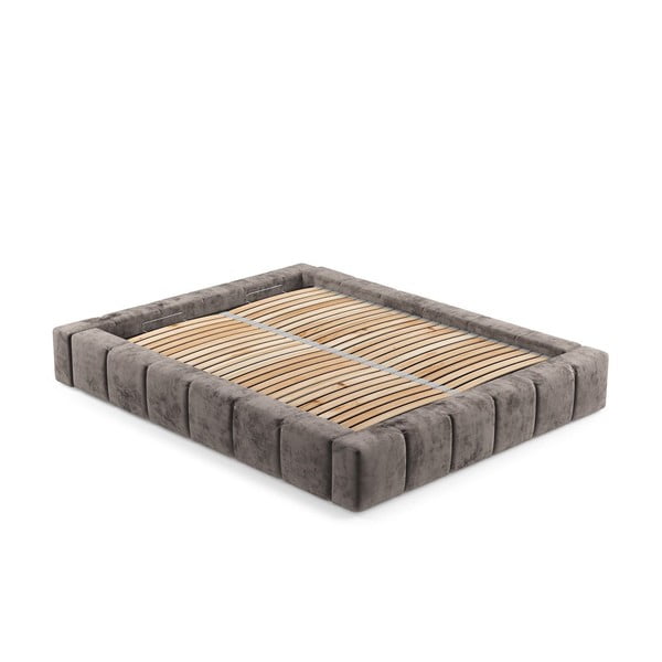 Barna kárpitozott ágyneműtartós franciaágy ágyráccsal 200x200 cm Aruba L – Maison de Rêve-image-3