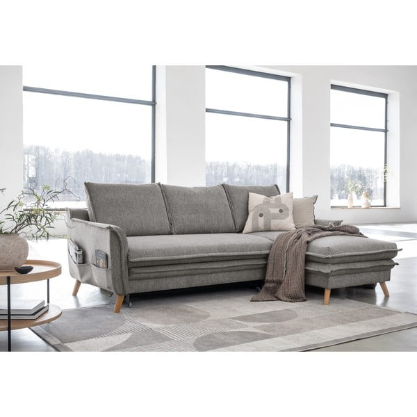 Szürke kinyitható sarokkanapé (jobb oldali) Charming Charlie – Miuform-image-3