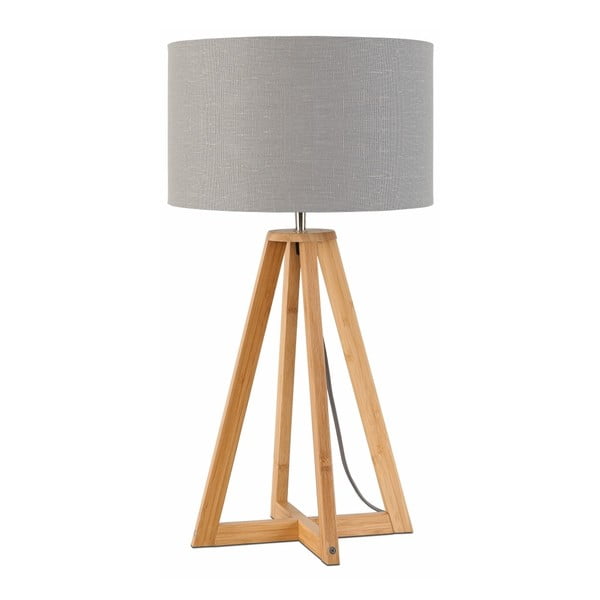 Everest asztali lámpa világosszürke búrával és bambusz lámpatesttel - Good&Mojo