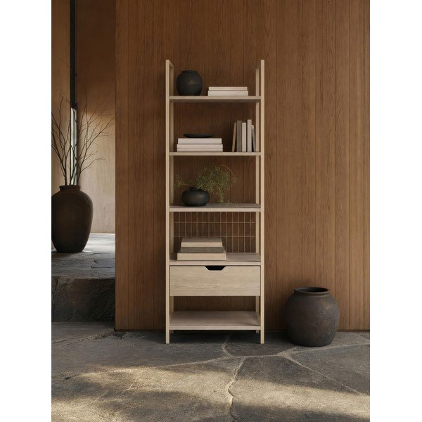 Krémszínű acél könyvespolc 60x179,5x40 cm Amara – Marckeric-image-1