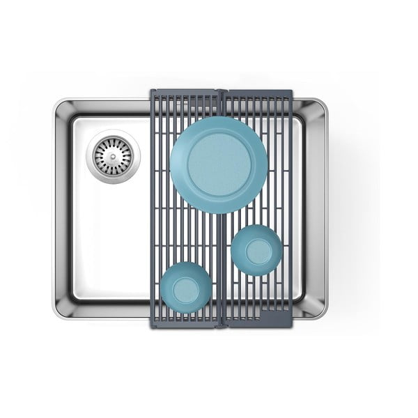 Szürke állítható műanyag csepegtetőtálca mosogatóra 43x13 cm Platform – Joseph Joseph-image-4