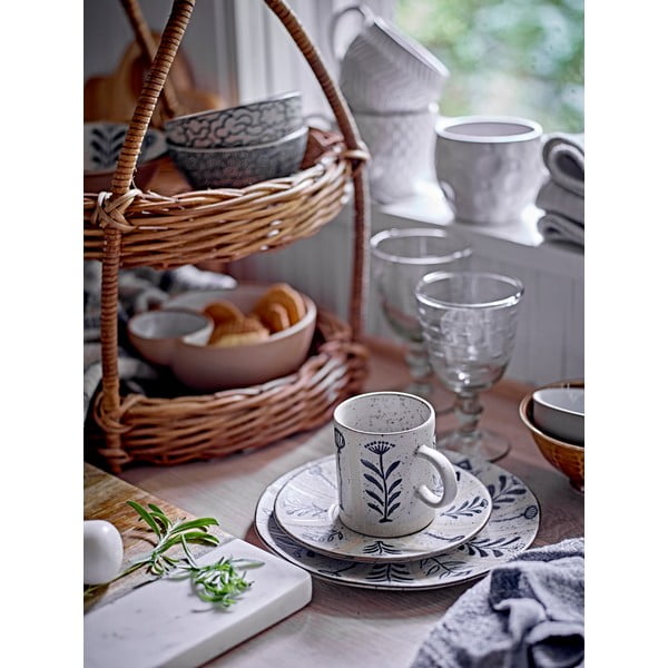 Világoskék-krémszínű desszertes agyagkerámia tányér ø 16 cm Leonie – Bloomingville-image-1