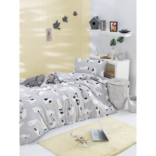 Liana Grey egyszemélyes ranforce pamut ágyneműhuzat, 140 x 200 cm - Mijolnir-image-1