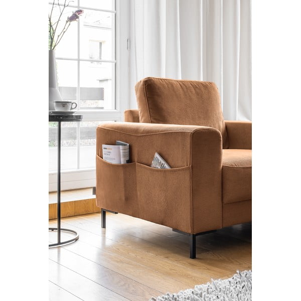 Narancssárgásbarna kordbársony fotel Lofty Lilly – Miuform-image-3