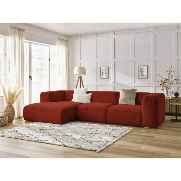 Téglavörös buklé sarokkanapé (bal oldali) Zephyr – Bobochic Paris-image-1