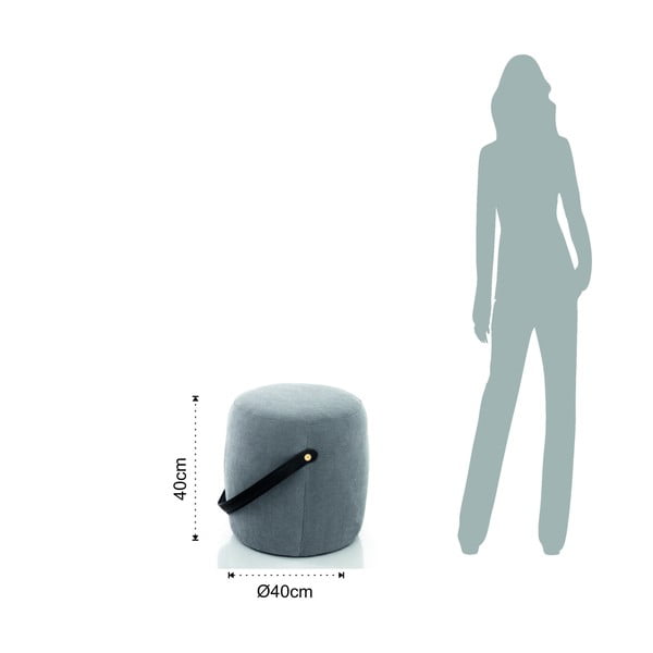 Drum szürke kárpitozott puff, ø 40 cm - Tomasucci-image-2