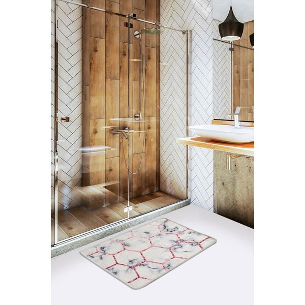 Fehér-szürke fürdőszobai kilépő 60x40 cm Honeycomb - Foutastic-image-1