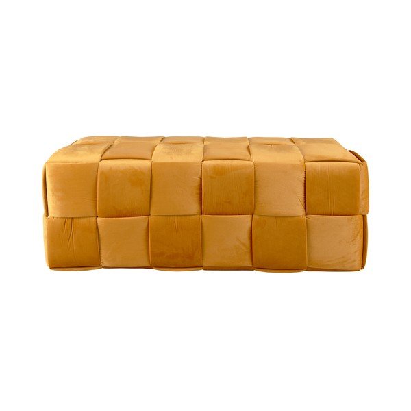 Mustársárga bársony puff Weaved – Leitmotiv-image-2