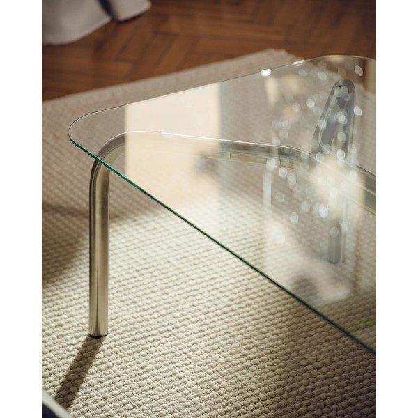 Ezüstszínű dohányzóasztal üveg asztallappal 60x110 cm Uku – noo.ma-image-4