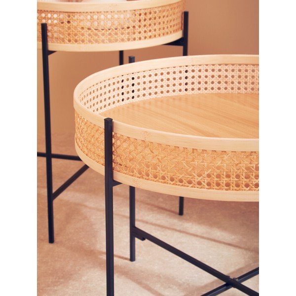 Natúr színű rattan kerek dohányzóasztal ø 60 cm Depok – Premier Housewares-image-4
