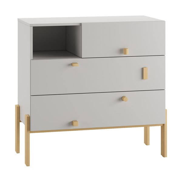 Világosszürke alacsony gyerek komód 105x100 cm Cube - Pinio-image-2