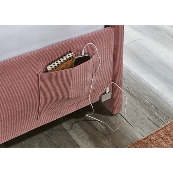 Rózsaszín kárpitozott sarok gyerekágy ágyrács nélkül 90x200 cm Cool – Meise Möbel-image-4