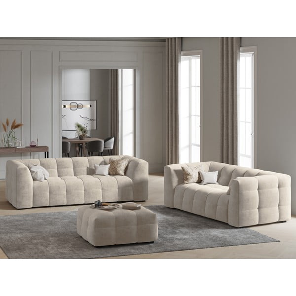 Vesta bézs bársony puff - Windsor & Co Sofas-image-1