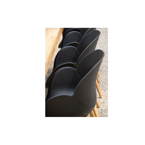 Fekete-natúr színű tömörfa-műanyag kerti szék Tulip – Exotan