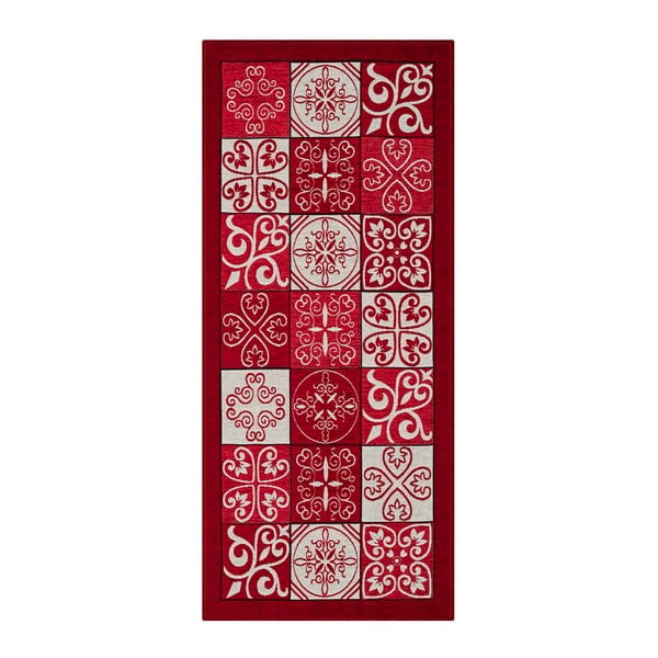 Maiolica Rosso piros fokozottan ellenálló konyhai szőnyeg, 55 x 190 cm - Webtappeti