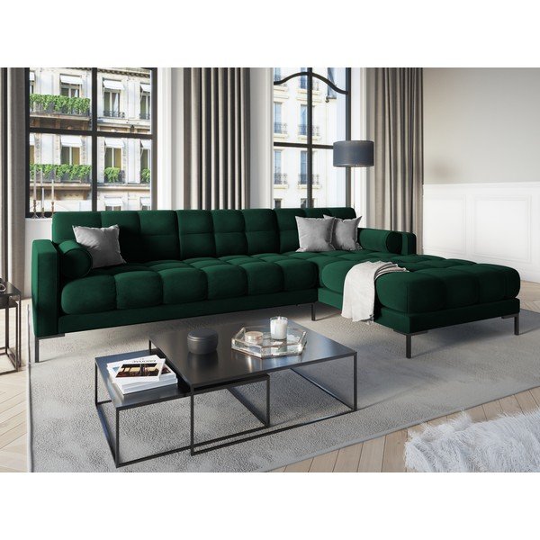 Bali sötétzöld bársony sarokkanapé, jobb oldali - Cosmopolitan Design-image-1