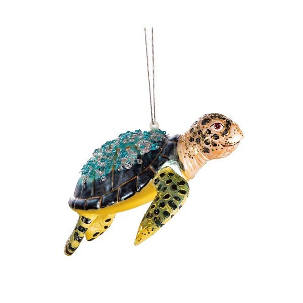 Kézzel készített karácsonyfadísz 4 cm Turtle – Sass & Belle