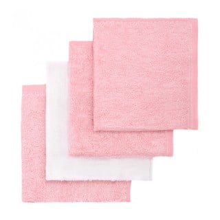 4 db-os rózsaszín és fehér bambusz mosdókendő szett - T-TOMI
