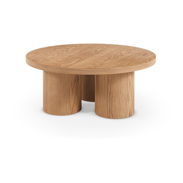 Natúr színű kerek dohányzóasztal tölgyfa dekorral ø 100 cm Arancha – MOME