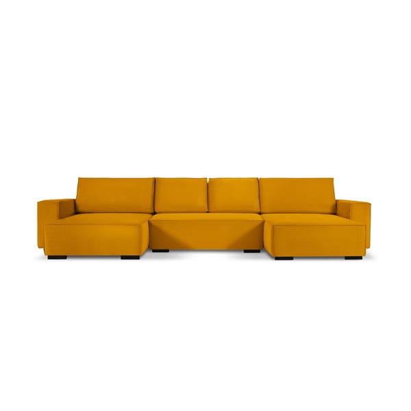 Azalea sárga kordbársony kinyitható U alakú kanapé - Mazzini Sofas