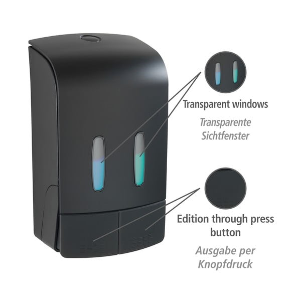 Fekete fali műanyag szappanadagoló 0.96 l Tartas – Wenko-image-3